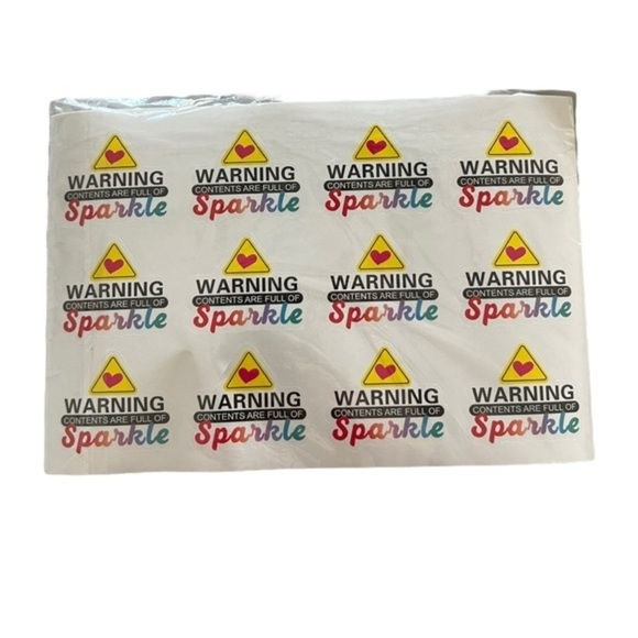 NEW - Warning Contents‎ are full of Sparkle / 1.38”x1.57'' / 120 Stickers - Picture 3 of 3